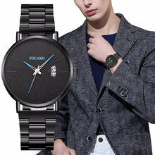 YOLAKO Brand Men Black Stainless Steel Blue Pointer Watches Luxury Male Sport Date Watches Clock Relogio Masculino 2024 - buy cheap