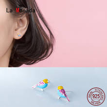La monada-pendientes de plata de ley 925 con forma de pájaro para mujer, aretes pequeños, minimalistas, coreanos, 925 2024 - compra barato