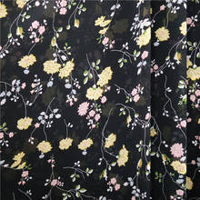 Blusa moda chiffon preto floral 75d cachecol respirável diy artesanato tecido 1 jarda 2024 - compre barato