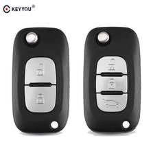 KEYYOU-funda plegable para llave remota de coche, carcasa de 2/3 botones para Renault Clio, Megane, Kangoo, Modu Fob 2024 - compra barato