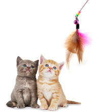Vara interativa dos gatos de niceyard com penas pequenas do sino vara plástica varinha brinquedos do gato bonito engraçado colorido suprimentos para animais de estimação 2024 - compre barato