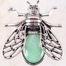 Cicada Brooch Natural Stone CAB Cabochon Green Aventurine Bead Pendant For Men Women Jewelry Gift 1Pcs K633 2024 - buy cheap