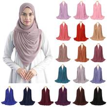 Nova mulher muçulmano hijab longo cachecol xale envoltório enrugamento crinkle turbante plissado grande pashmina cape islam lenço poncho 180*85cm 2024 - compre barato