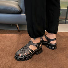 Sandalias de gladiador con plataforma para mujer, zapatos de tacón grueso con hebilla en el tobillo, estilo gótico, color negro, talla grande 29-46, 2021 2024 - compra barato