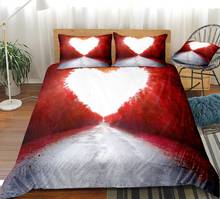 Juego de ropa de cama con forma de corazón para niñas, juego de funda de edredón en Color rojo y blanco, ropa de cama bonita con forma de corazón, Color agua 2024 - compra barato