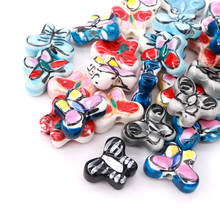 5pcs 17x13mm Butterfly Ceramic Beads Colorful Butterflies Spacer Ceramic Beads Cute Kawaii Loose DIY Beads For Jewelry Making 2024 - buy cheap
