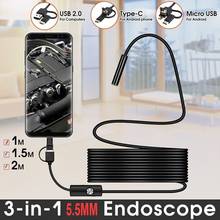 2m 1.5m 1m Mini 5.5mm Lens Snake Endoscope Camera Hard Semi-rigid Borescope Car Inspection Camera for Smartphone Android PC 2024 - buy cheap
