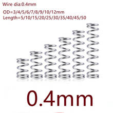 20 unids/lote de alambre de RESORTE DE COMPRESIÓN de acero inoxidable, 0,4mm, 0,4x3mm, diámetro exterior de 0,4mm, 3mm de longitud, 5-50mm 2024 - compra barato