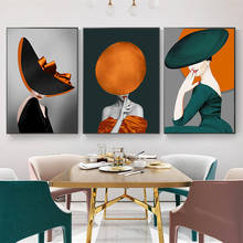 Modern Big Hat Dress Woman Oil Paintings Print On Canvas Sexy Girls Posters and Prints Wall Art Pictures for Living Room Decor 2024 - buy cheap