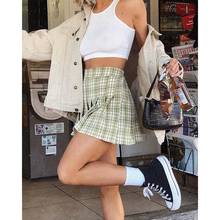 jupe femme 2021 new summer Pleated skirt female new style butter green plaid high waist uniform mini skirt женские юбки kawaii 2024 - buy cheap