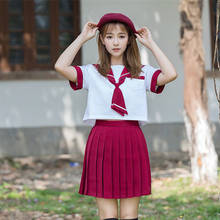 Комплекты японской одежды JK, школьная форма для девочек, летние женские матросские Костюмы униформы красного цвета, 2019 2024 - купить недорого