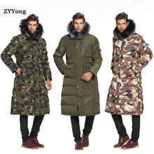 Abrigo largo con Cuello de piel para hombre, Parka de camuflaje, chaqueta de plumón, ropa con capucha, abrigo militar, abrigo cálido 2024 - compra barato