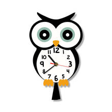Eagle Owl Cute Cartoon Animal Design Print Wall Clock Colorful Baby Owl Quiet Wall Watch Home Art Bedroom Living Dorm Room Decor 2024 - buy cheap