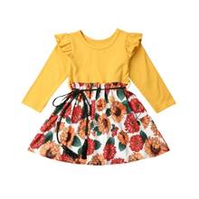 Коллекция 2019 года, милое платье для девочек милое платье с длинными рукавами для маленьких девочек повседневное праздничное платье с принтом подсолнуха размеры для детей возрастом от 2 до 6 лет 2024 - купить недорого