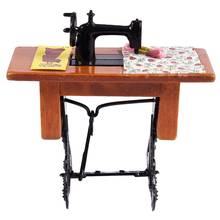 Vintage Miniature Sewing Machine With Cloth for 1/12 Scale Dollhouse Decoration 2024 - buy cheap