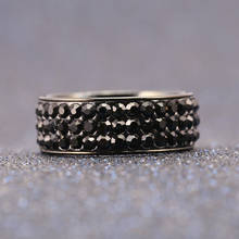 Черные трехрядные обручальные кольца QianBei с кристаллами, женские обручальные кольца вечности для женщин 2024 - купить недорого