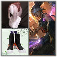 NEW! Halloween party cosplay wig LoL True Damage Akali Cosplay Shoes Boots Anime LoL Akali Wigs Hair Women Female Wig+Free Cap 2024 - buy cheap
