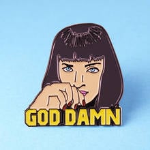 Mia Wallace God Damn Brooch Pins Enamel Metal Badges Lapel Pin Brooches Jackets Jeans Fashion Jewelry Accessories 2024 - buy cheap