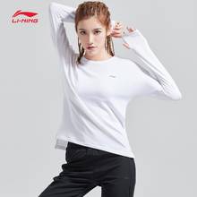 Женская футболка для бега Li-Ning, теплые рубашки с длинным рукавом, 95% полиэстер, 5% спандекс, спортивные топы свободного кроя с подкладкой, ATLN074 COND18 2024 - купить недорого