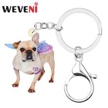 WEVENI Acrylic Bulldog Dog Key chains Animal Jewelry Key Rings Bag Car Purse Decoration Keychains For Women Girls Gift Accessory 2024 - buy cheap