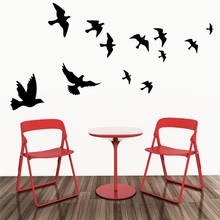 Home decoration black flying birds wall decals for living room bedroom home decoration vinyl removable animals stickers art 2024 - buy cheap
