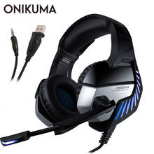 Onikuma k5 pro jogo fone de ouvido para ps4 jogos fone de ouvido para xbox um pc taptop tablet fones de ouvido de jogos estéreo com microfone led luz 2024 - compre barato