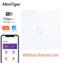 Minitiger-Panel de cristal de 1 entrada y 1 vía, interruptor de luz de pared remoto, Universal, inteligente, con WIFI, táctil 2024 - compra barato