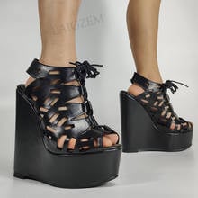 Laigzen sandálias femininas, sapatos de verão com corte plataforma para mulheres tamanhos grandes 39 40 4143 2024 - compre barato