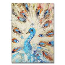 Hot Sale Abstract Peacock Animal Oil Painting Handmade Wall Art Picture Paintings Canvas Art For Living Room Home Decoration 2024 - buy cheap