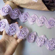 1 Yard Purple Leaf Embroidered Lace  Trim Ribbon Applique Fabric Handmade DIY Sewing Craft For Costume Hat Shoes Decoration 2024 - buy cheap