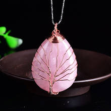 1PC Natural Crystal Amethyst Rose Quartz Pendant Tree Of Life Pendant Fashion Mineral Jewelry for Men Women Jewelry DIY Gift 2024 - buy cheap
