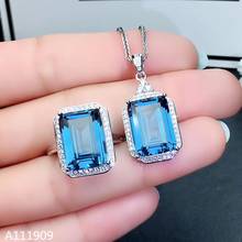 KJJEAXCMY boutique jewelry 925 sterling silver inlaid Natural Blue topaz pendant ring Women's suit support detection beautiful 2024 - buy cheap