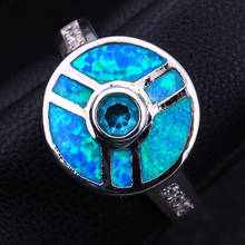 Women's Fashion Opal Rings Cute Jewelry Blue Fire Opal Stamp Silver Color Gift Size 5 6 7 8 9 R515 2024 - buy cheap