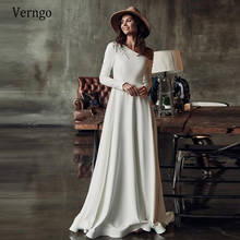 Verngo-vestido de novia de satén suave, prenda sencilla y elegante de manga larga, con cuentas de cristal, longitud hasta el suelo y los hombros 2024 - compra barato