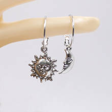 Sun and Moon Earrings , Asymmetrical Earrings , Hoops , Celestial Earrings  , Hoop Earrings ,Star , Gift 2024 - buy cheap
