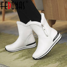 FEDONAS Newest Women Autumn Winter Snow Boots Wedges High Heels Bowtie Party Shoes Woman Cute Platforms High Mid-calf Boots 2024 - buy cheap