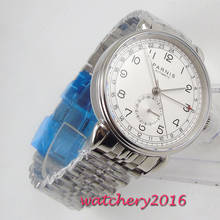 Top Brands Luxury 42mm PARNIS white dial steel date window st automatic mens watch 2024 - buy cheap