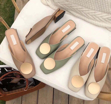 Zapatillas de diseñador de marca para mujer, zapatos informales de tacón plano sin cordones con hebilla británica, calzado de verano de bloque de madera, 2021 2024 - compra barato