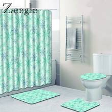 Zeegle Cartoon Bathroom Mat Set Waterproof Shower Curtain Anti-slip Toilet Floor Rug Bath Decoration Mat Set Washable Foot Rug 2024 - buy cheap