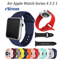 Мягкий силиконовый спортивный ремешок для Apple Watch 4, 3, 2, 1, 38, 42 мм, классический ремешок для часов, смарт-ремешок для часов серии 40 мм, 44 мм 2024 - купить недорого