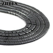 ZHBES 5/6 мм, натуральный камень, черный прямоугольный гематит, двойное отверстие, бриллианты, свободные бусины, бриллиантовая фурнитура для браслета 2024 - купить недорого