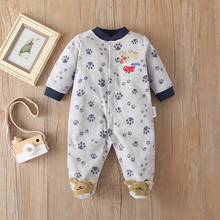 Infant Baby boy girl rompers 2020 Spring Autumn Cartoon Little Dog Printed Footed Fleece warm Newborn baby jumpsuits 2024 - buy cheap