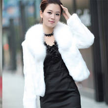High Quality Faux Rabbit Hair Coat Women's Warm Outerwear Autumn Winter Short Faux Fox Fur Collar Coat Jacket Plus Size Overcoat 2024 - buy cheap