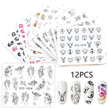 The New 3D Nail Sticker Abstract pattern stickers for nail Foil English Nails Accessories Fashion Manicure Sticker 2024 - buy cheap