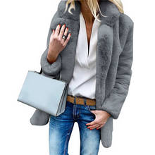 HEFLASHOR 2019 Women Winter Luxury Faux Fur Coats Long Sleeve Warm Thick Fluffy Jacket Coat Solid Fashion Outwear Female 2024 - buy cheap