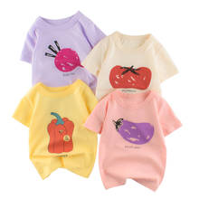 Crianças coreano de manga curta camiseta 2021 verão meninas camisa de fundo do bebê meninos dos desenhos animados frutas topos roupas de bebê camisa casual 2024 - compre barato