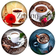 Zdying Round Glass Cabochon Coffee Cup Latte Cappuccino Photo Dome Demo Flatback Base Making Necklace Earrings Jewelry Findings 2024 - купить недорого