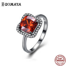 GOMAYA Rings For Women Charm Geometry Red Zircon Ring Unisex Trendy Prom Party Birthday GIft To Friend Hot Sale Fashion Jewelry 2024 - buy cheap