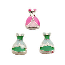 Newest 10pcs/lot 3D Double Dress Metal Enamel Floating Charms Living Glass Floating  Memroy Lockets Charms jewelry 2024 - buy cheap