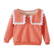 Baby Girl Kids Sweatershirt Comfort Soft Long-Sleeves Fashion Trend Patchwork Round Collar Cotton Clothes Casual Tops 2024 - buy cheap